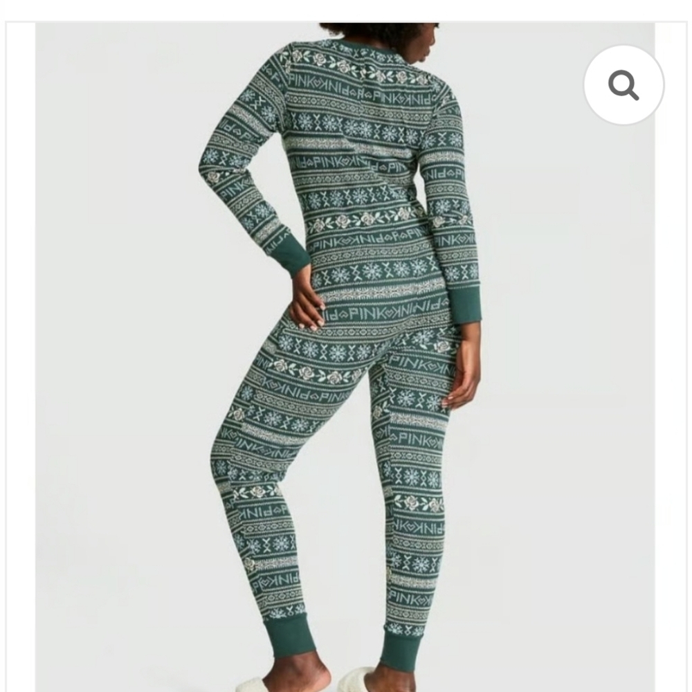 25. Victorias Secret/Pink Green and White Onsie Pajamas NWT - Picture 2 of 3